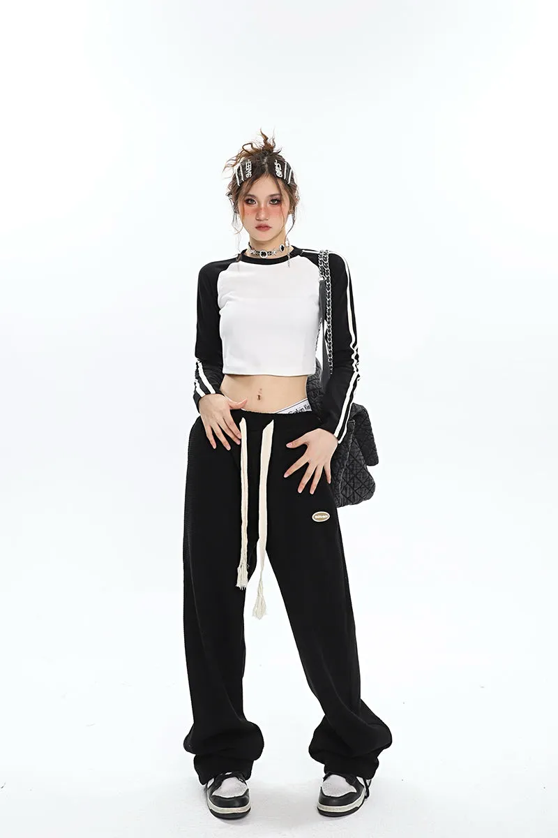 Abril Solid Color Straight Leg High Waisted Sweatpants