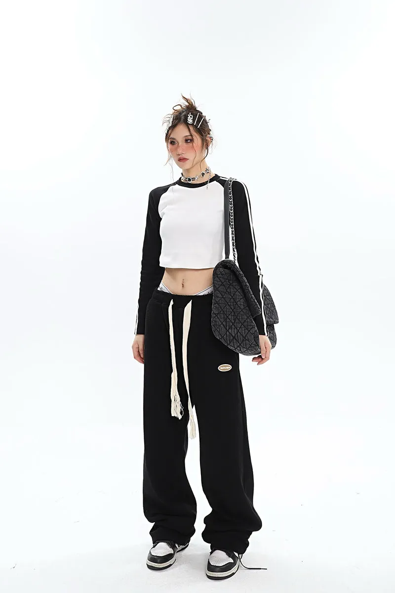 Abril Solid Color Straight Leg High Waisted Sweatpants