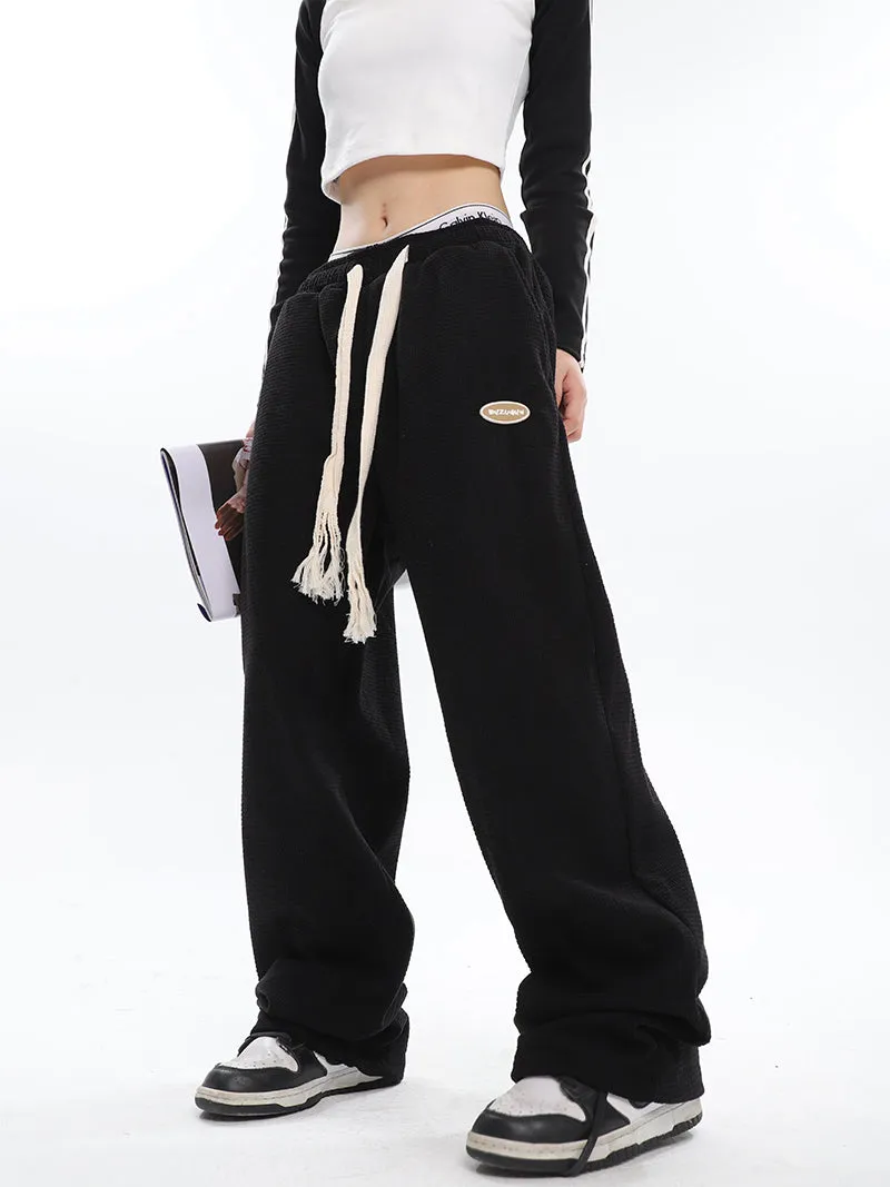 Abril Solid Color Straight Leg High Waisted Sweatpants