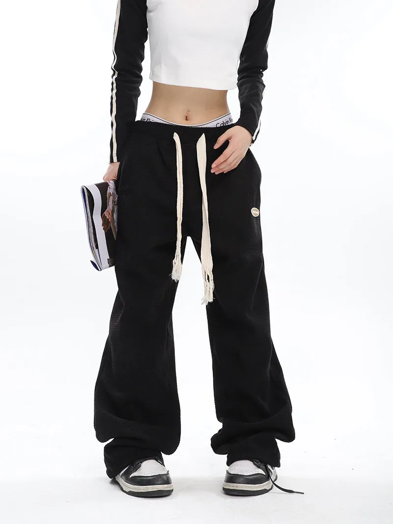 Abril Solid Color Straight Leg High Waisted Sweatpants