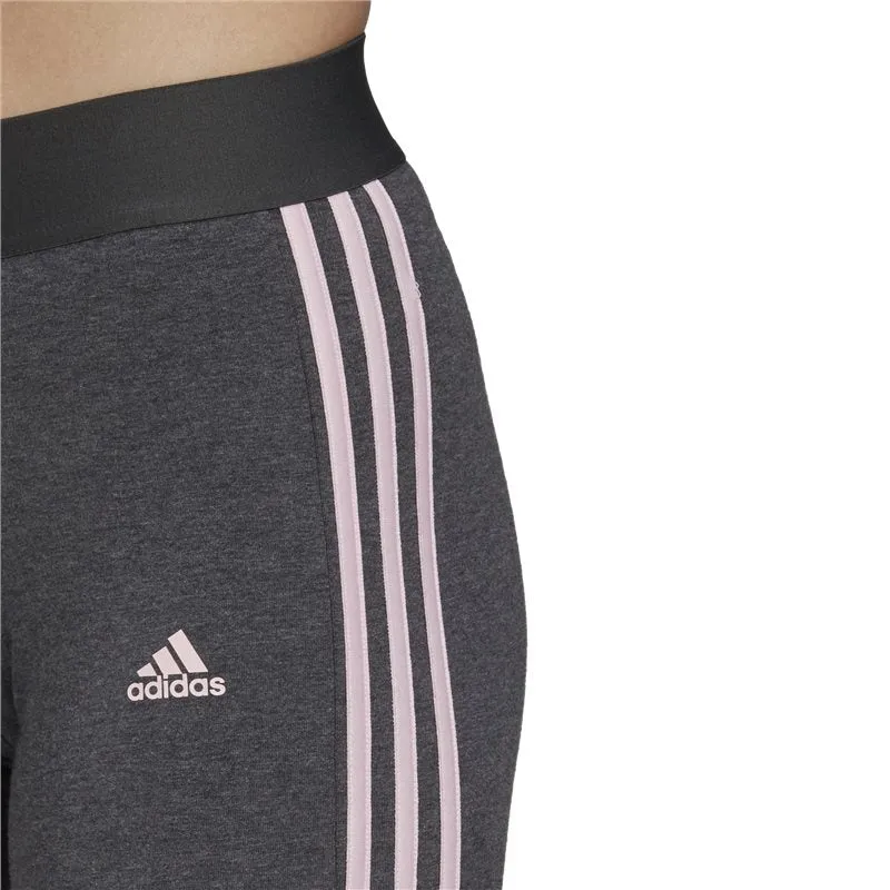 adidas Essentials 3 Stripes Leggings - Womens - Dark Grey Heather/Clear Pink