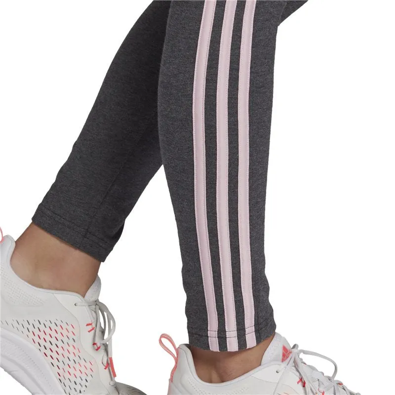 adidas Essentials 3 Stripes Leggings - Womens - Dark Grey Heather/Clear Pink