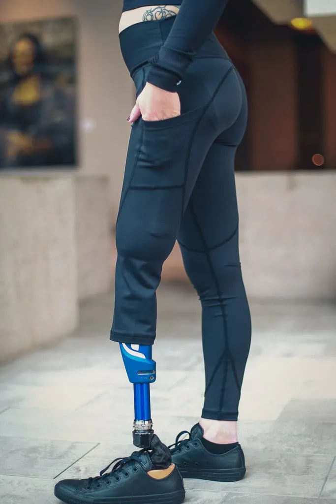 Amputee Leggings With Pockets | Left Leg Below the Knee | Black