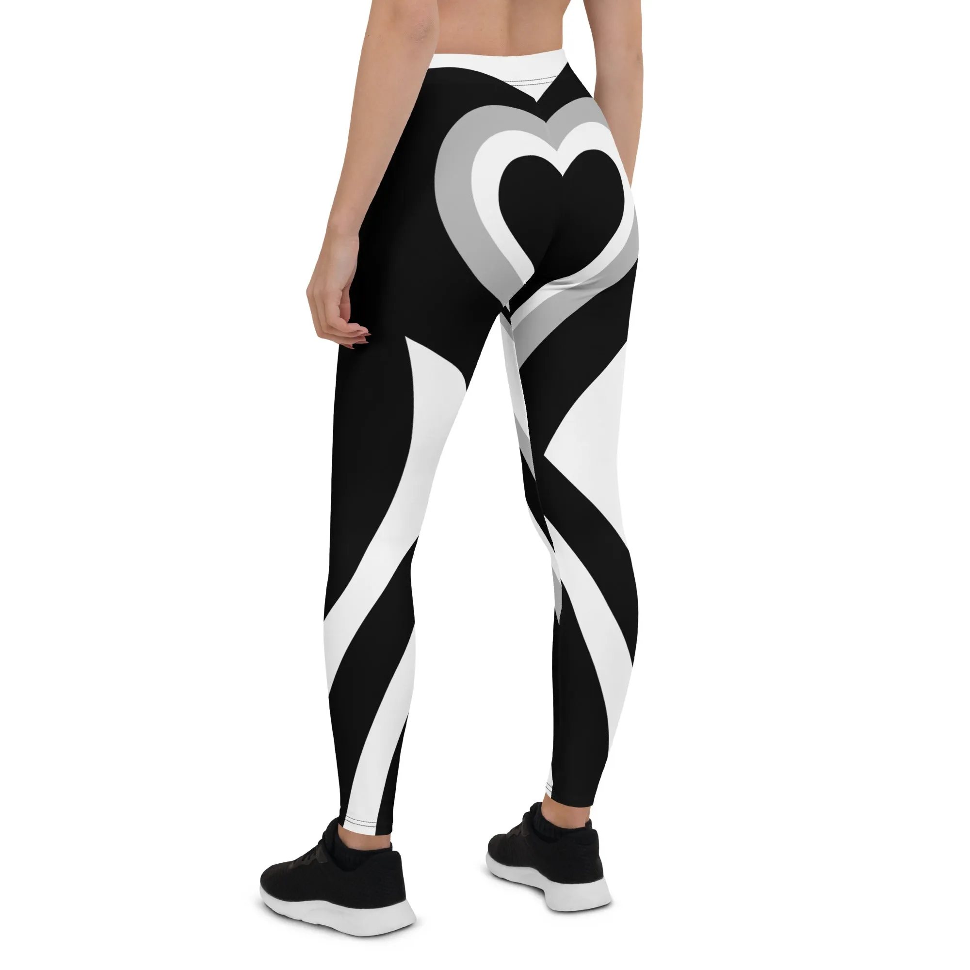 Black & White Heart Shaped Tunnel Leggings