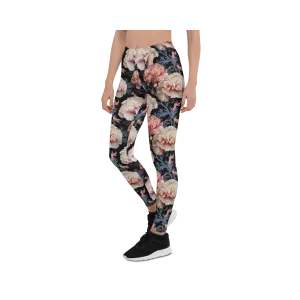 Blue Leaf Carnation Leggings