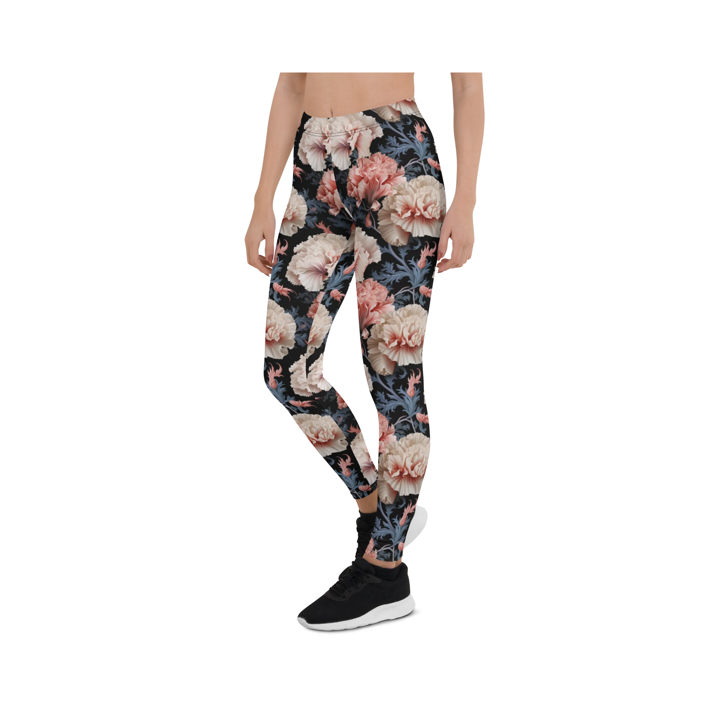 Blue Leaf Carnation Leggings