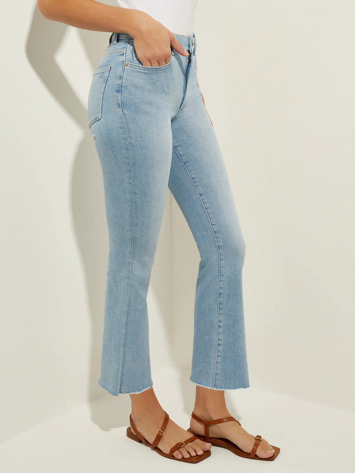 Bridget High-Rise Cropped Bootcut Jeans, Light Blue