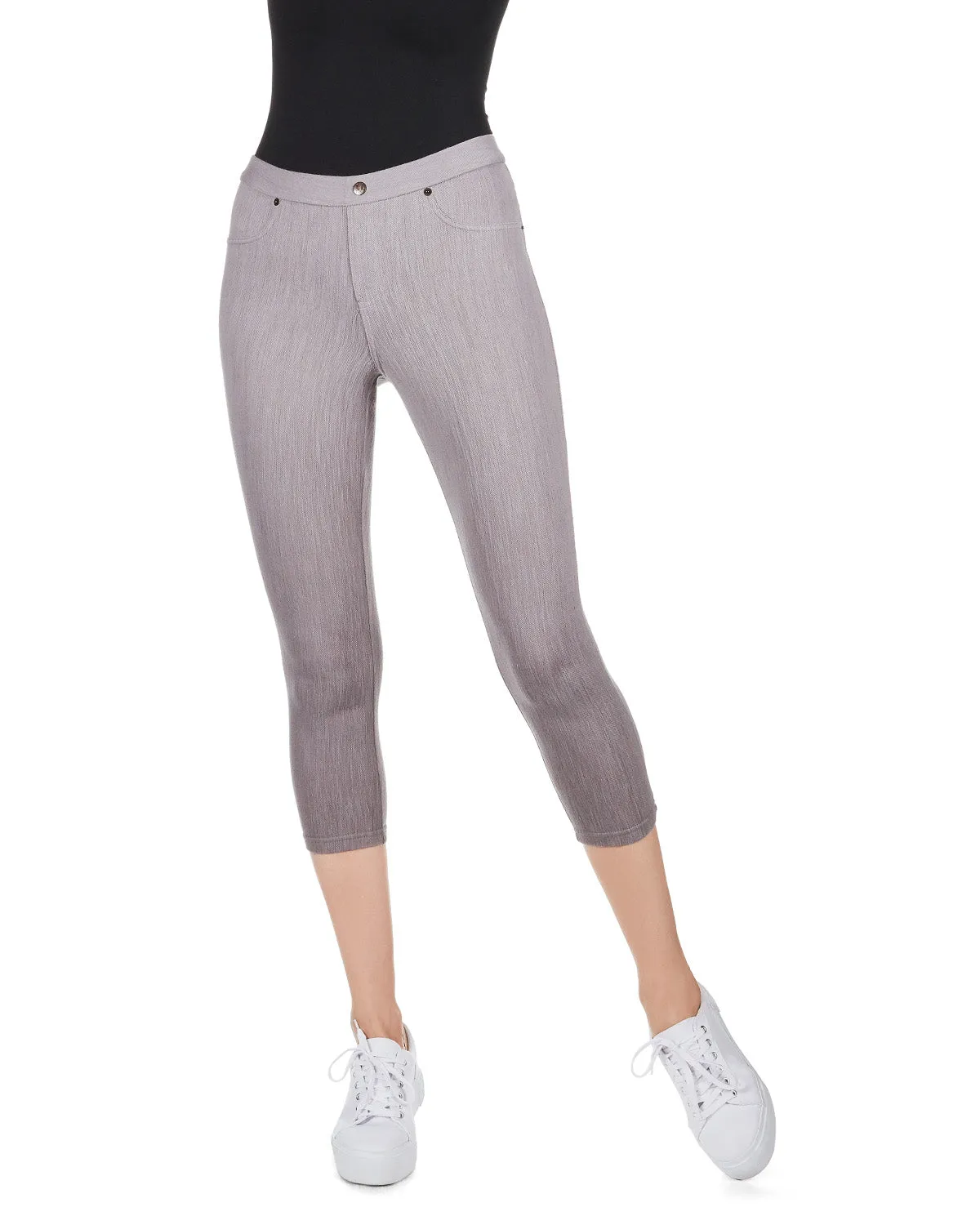 Chino Capri-Length Cotton Blend Leggings