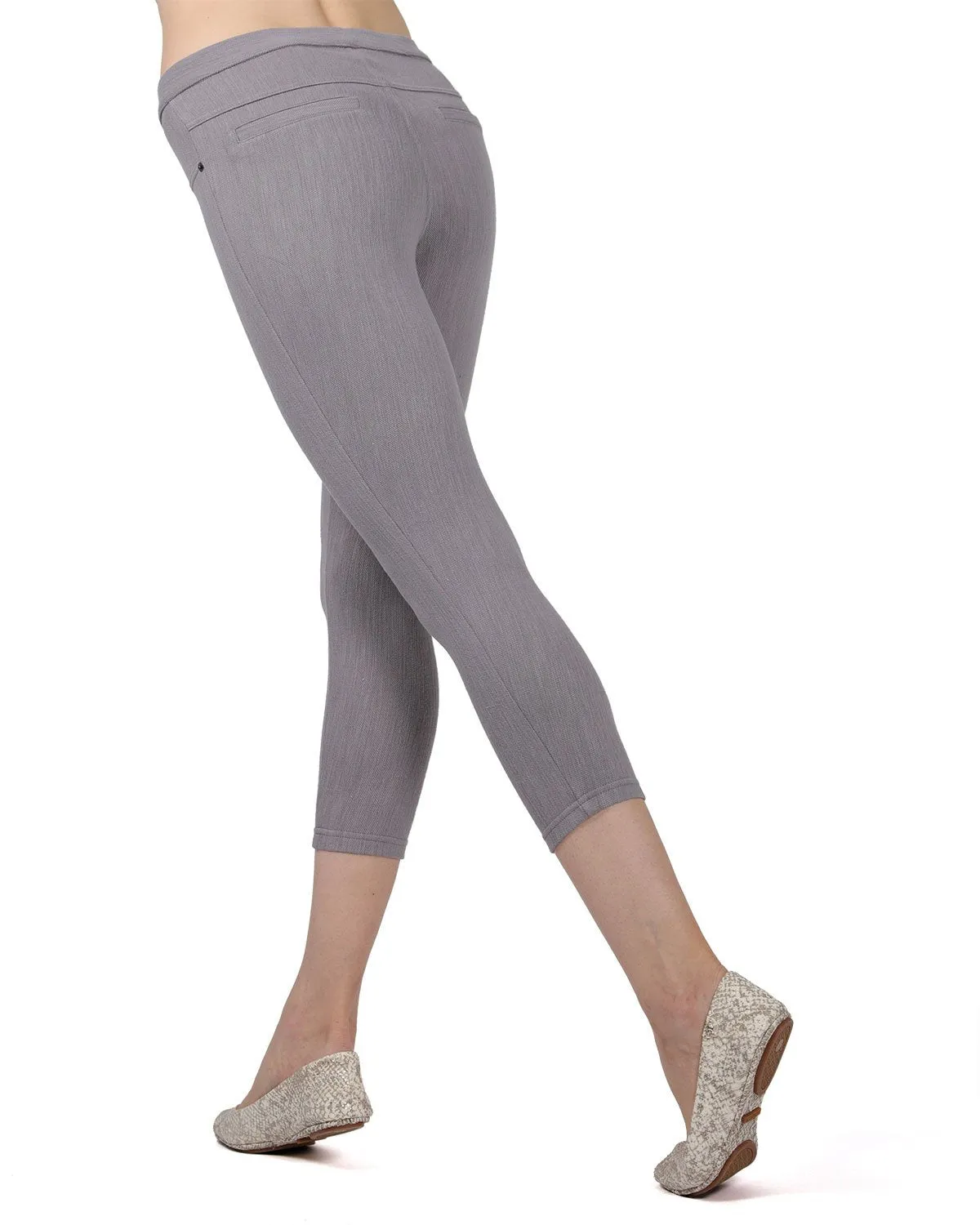 Chino Capri-Length Cotton Blend Leggings