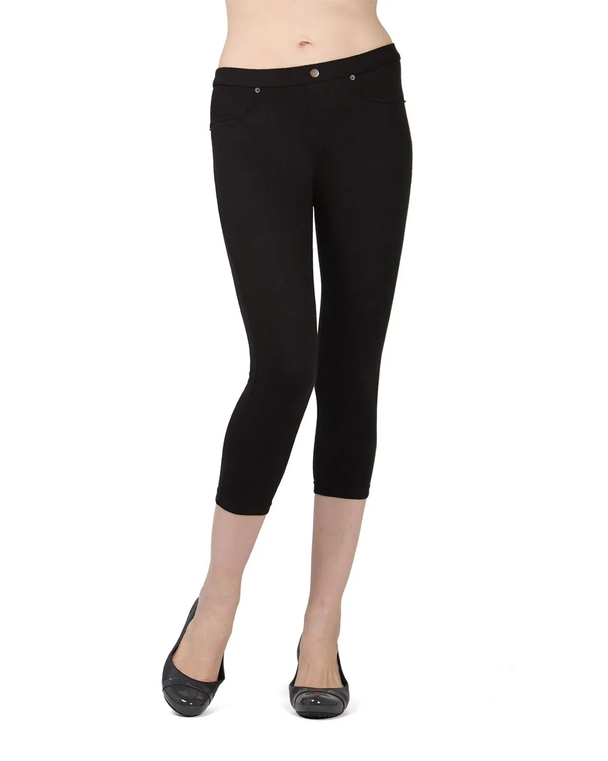 Chino Capri-Length Cotton Blend Leggings