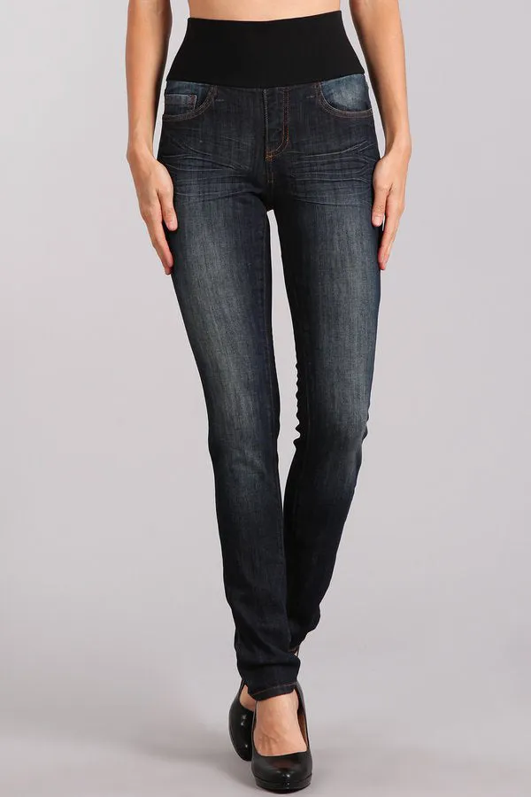 Classic Blue Dark Wash High Waist Jeans