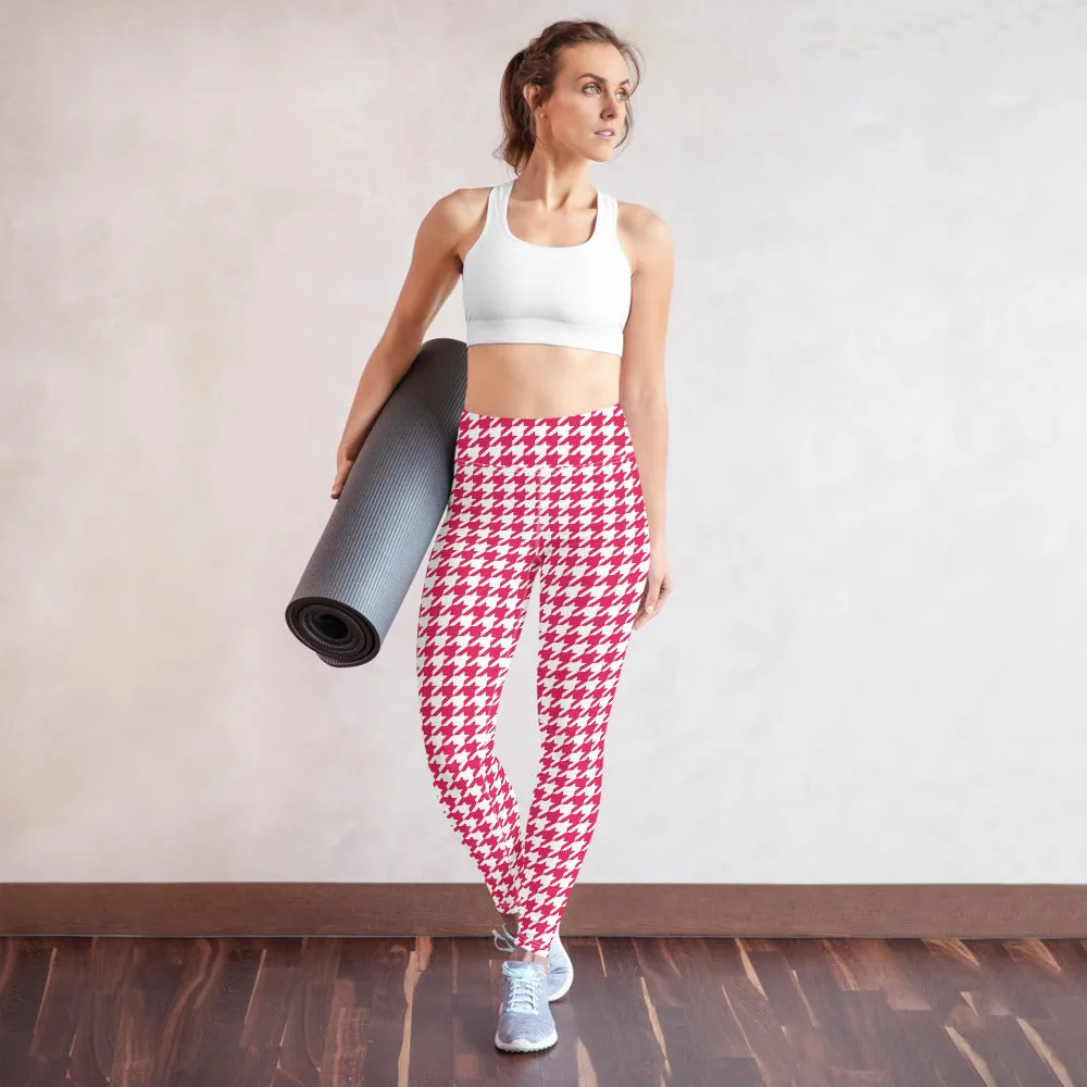 ELEVATED ESSENTIALS, BOOTY BOOSTING HIGH WAISTBAND LEGGING RED HOUNDSTOOTH