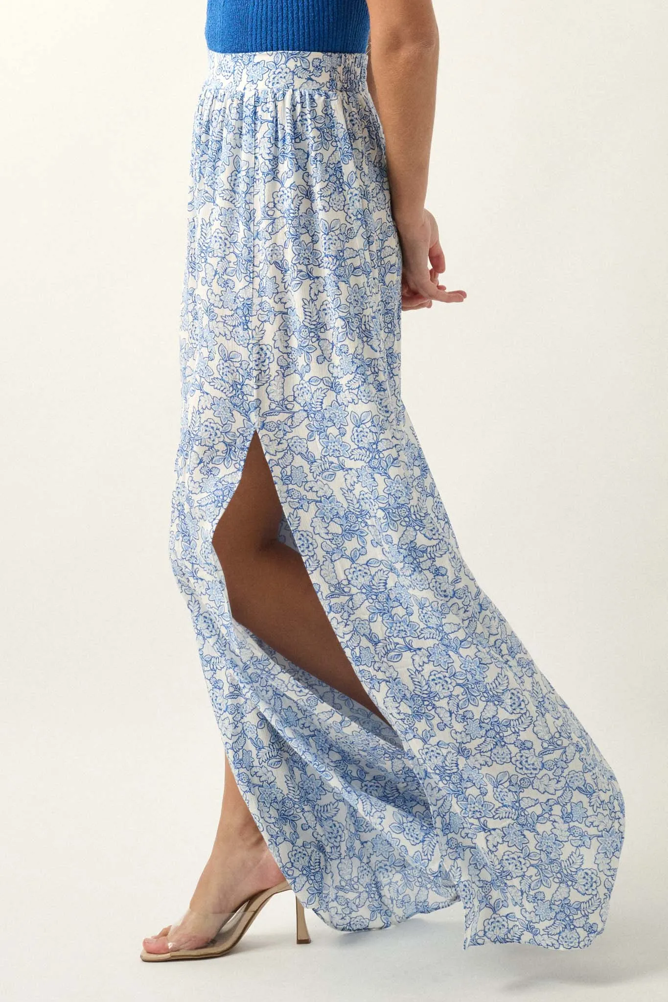 Fascinating Flowers Floral Split-Leg Palazzo Pants