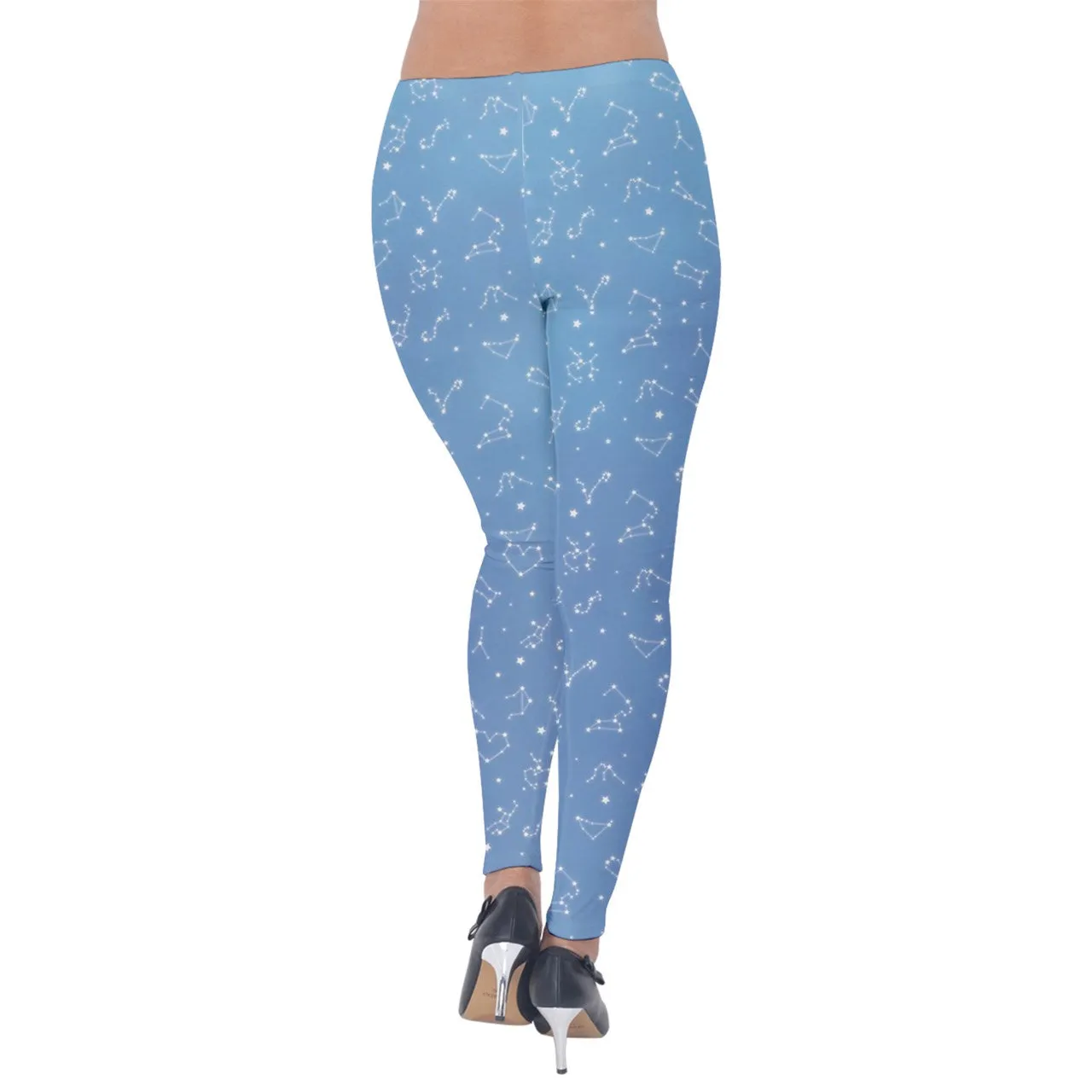 Fluffy Constellation Blue Velvet Leggings