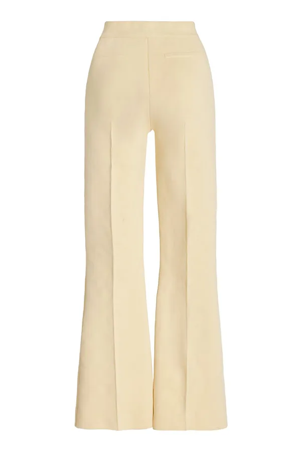 Kick Stretch-Cotton Pants In Subtle Jacquard Pale Yellow