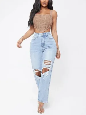 Light Blue Distressed Jeans