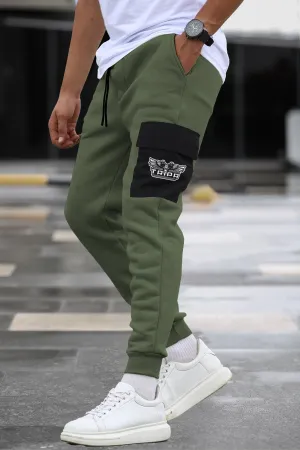 Men Olivegreen Black Cargo Jogger