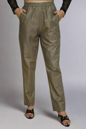 Metallic Grey Foiled Cotton Pants