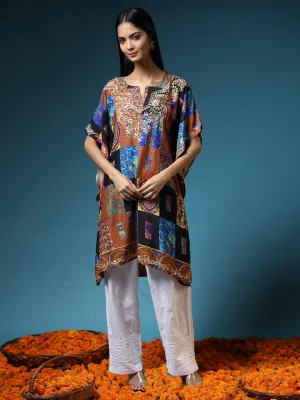 Premium Hand Embroidery Chikankari PolySilk Kaftan Topwear for Women