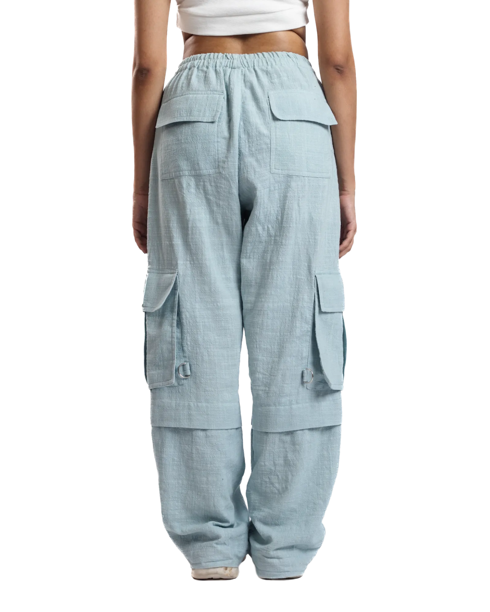 "Sky Drift" Handwoven Cotton Cargo Pants